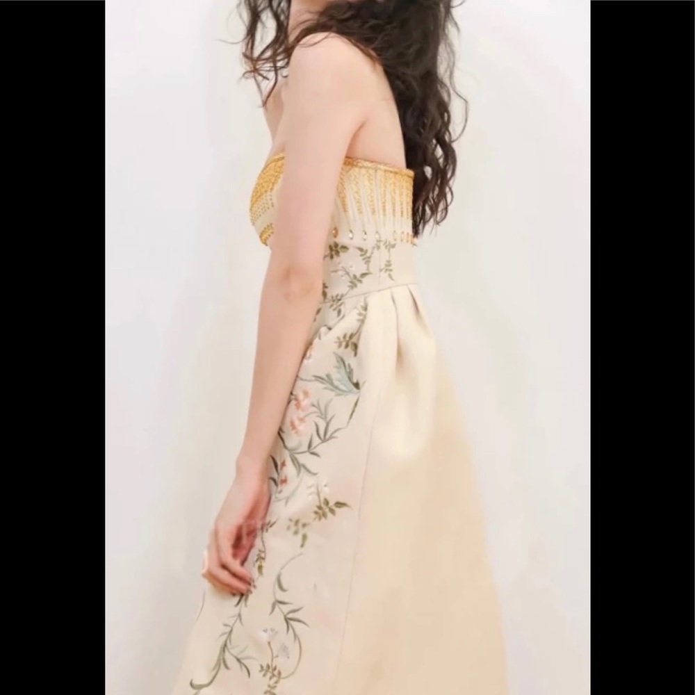 Żü Designer Botanics Runway Embroidered Top Party Midi Stitch Dress, 5⭐️Midi - Picture 5 of 13